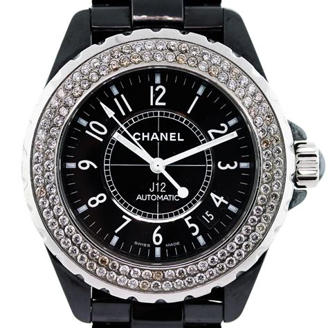 chanel womens watch black|j12 chanel watch with diamonds.